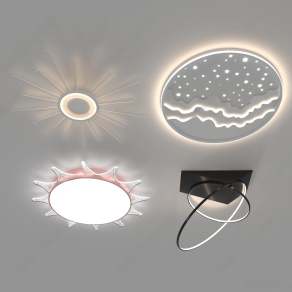 现代儿童房吸顶灯3D模型下载